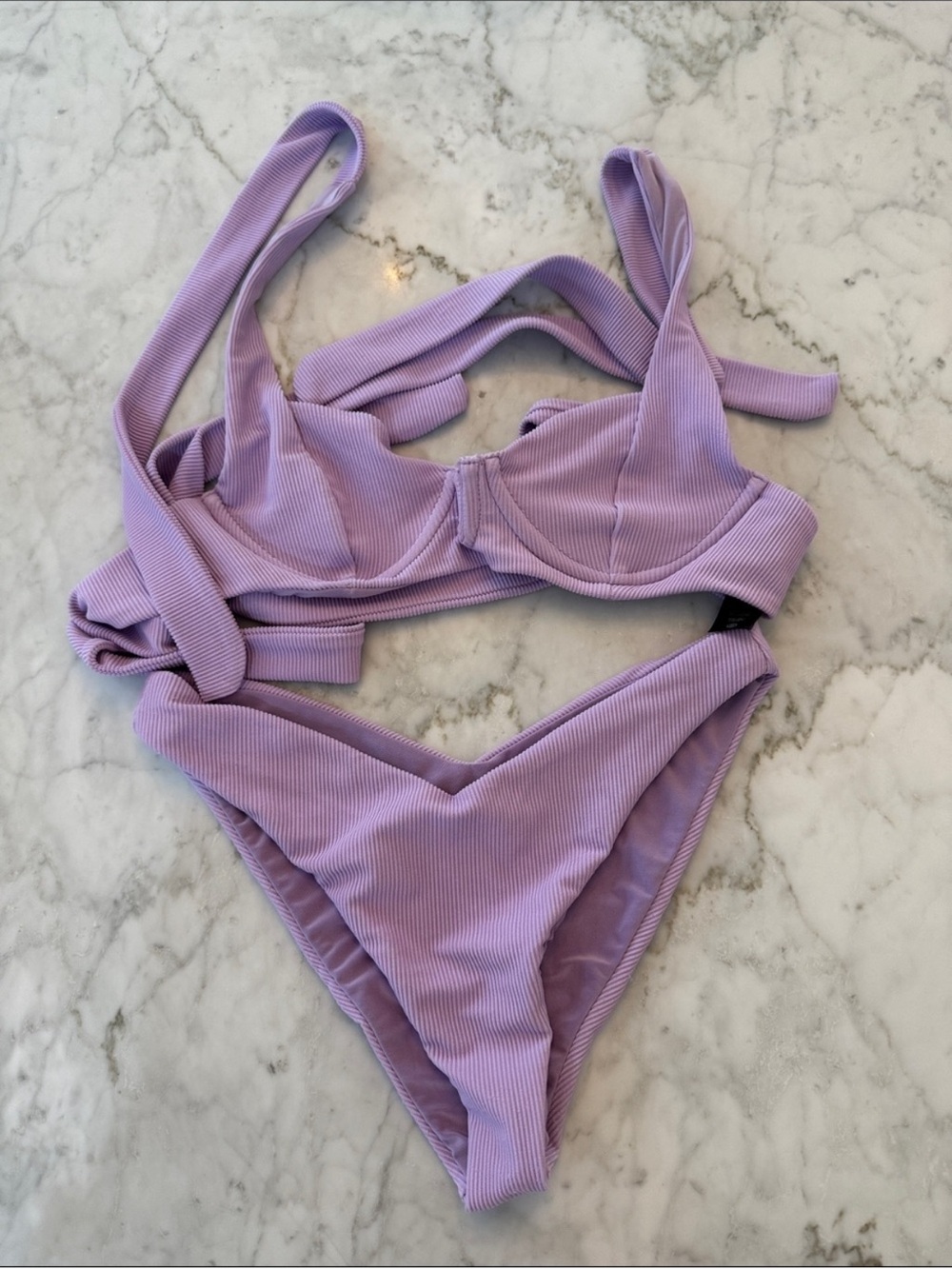 Beach Riot Lilac Ribbed Bikini Set XS